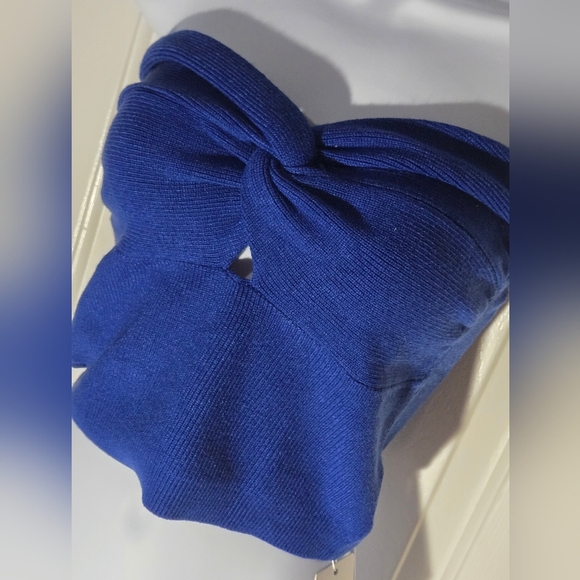 EFAN Tube Top Cropped Sleeveless Cut Out Twist Knot Front Bandeau Ribbed Knit - Picture 8 of 9